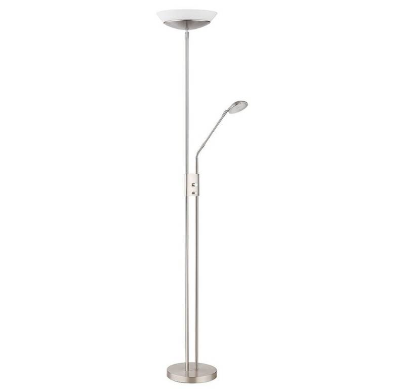 GLOBO LIGHTING LED Stehlampe, LED-Leuchtmittel fest verbaut, Warmweiß, Deckenfluter Wohnzimmerleuchte dimmbar Metall nickel H 180 cm von GLOBO LIGHTING