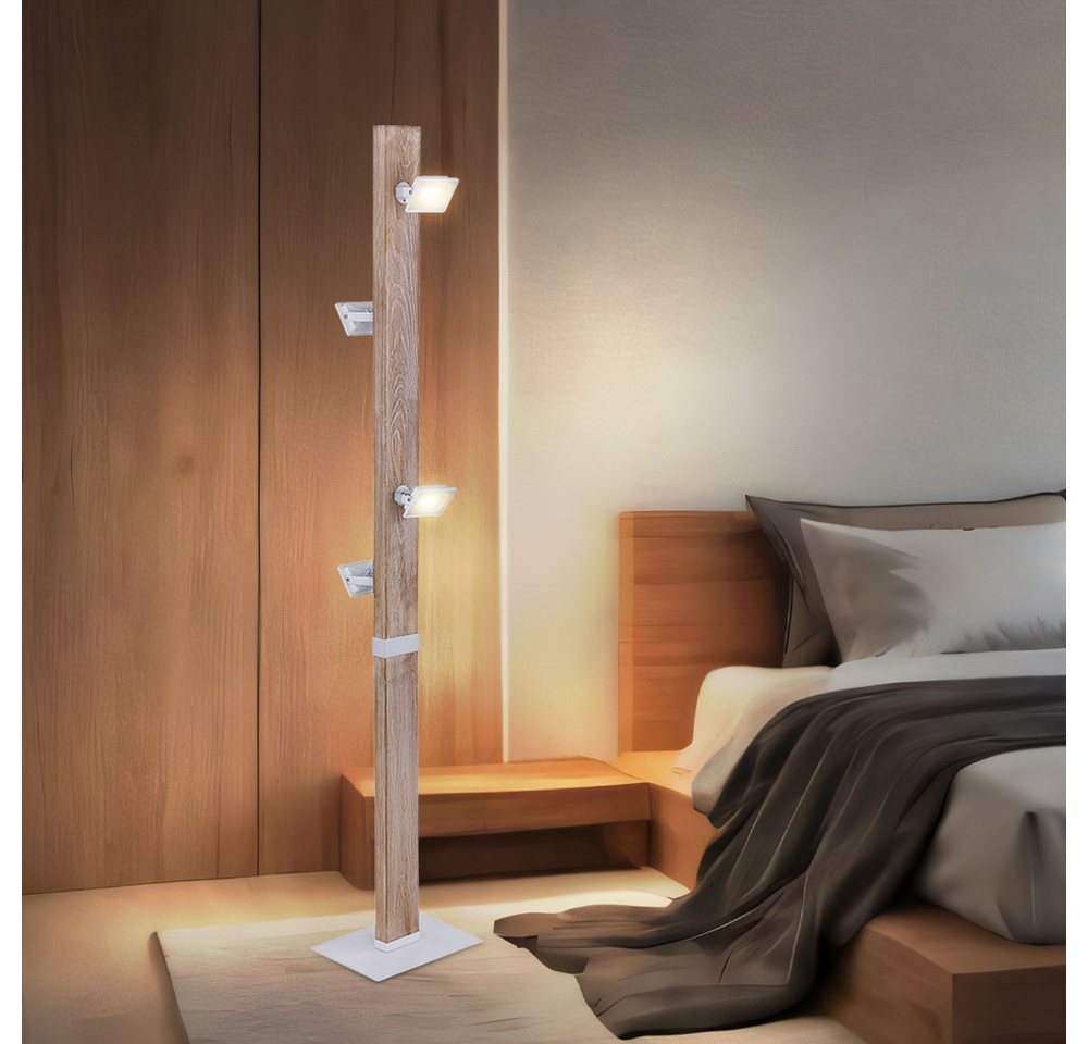 Globo LED Stehlampe, LED-Leuchtmittel fest verbaut, Warmweiß, Stehlampen aus Holz Stehlampe Landhaus von Globo