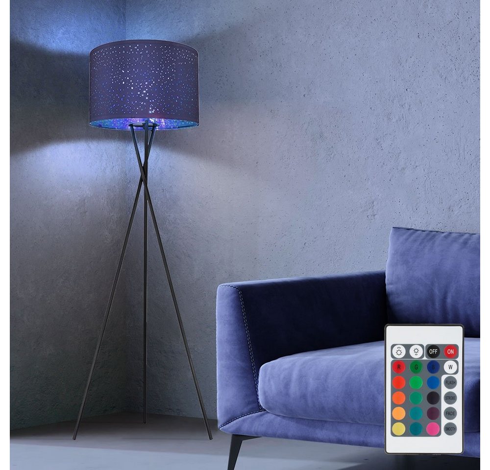 Globo LED Stehlampe, Leuchtmittel inklusive, Warmweiß, Farbwechsel, Stehleuchte Wohnzimmerlampe dimmbar LED Fernbedienung blau H 160 cm von Globo