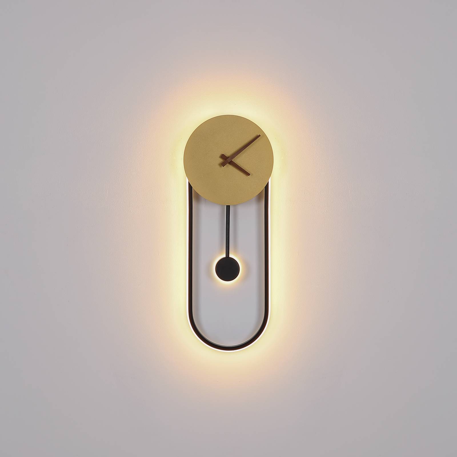 LED-Wandlampe Sussy mit Uhr, schwarz/gold von Globo