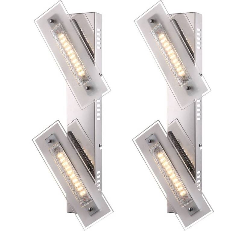 GLOBO LIGHTING LED Wandleuchte, LED-Leuchtmittel fest verbaut, Warmweiß, 2er Set LED Design Wand Lampen Wohn Zimmer Beleuchtung Chrom Leuchten von GLOBO LIGHTING