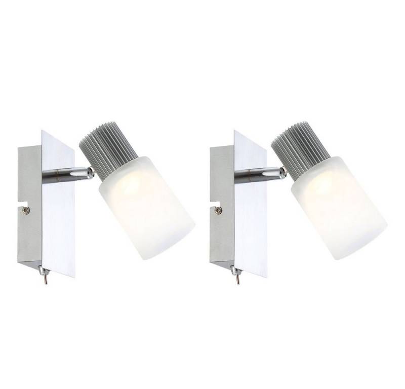 GLOBO LIGHTING LED Wandleuchte, LED-Leuchtmittel fest verbaut, Warmweiß, LED Wandleuchte Spotlampe beweglich Kippschalter Alabaster 2er Set von GLOBO LIGHTING