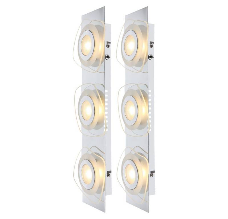GLOBO LIGHTING LED Wandleuchte, LED-Leuchtmittel fest verbaut, Warmweiß, Wandlampe Wandleuchte LED Flurlampe Wohnzimmerlampe 3 flammig 2er Set von GLOBO LIGHTING
