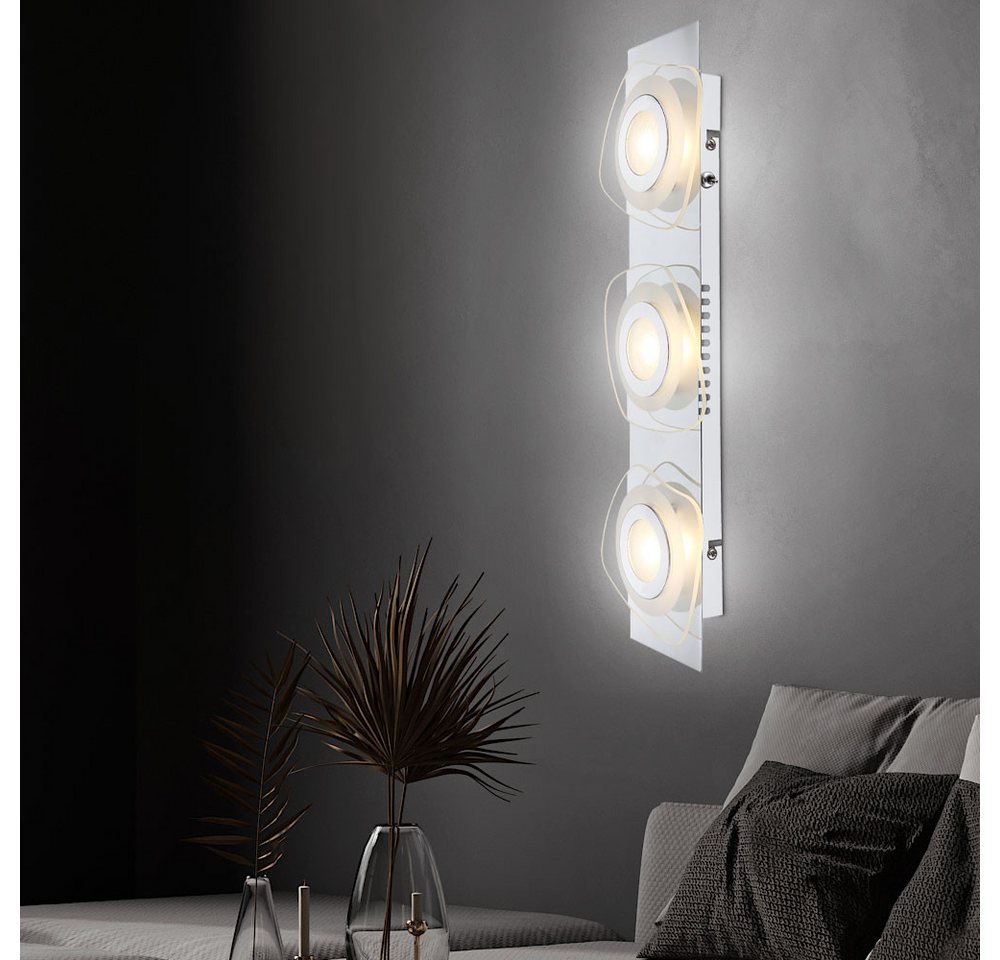 Globo LED Wandleuchte, LED-Leuchtmittel fest verbaut, Warmweiß, Wandlampe Wandleuchte LED Flurlampe Wohnzimmerlampe 3 flammig L 46 cm von Globo