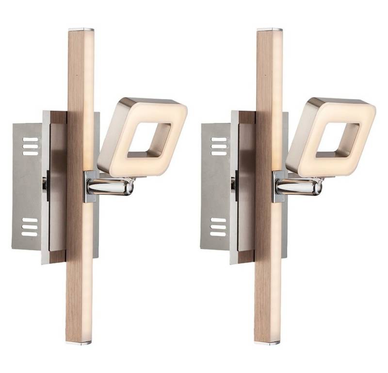 GLOBO LIGHTING LED Wandleuchte, LED-Leuchtmittel fest verbaut, Warmweiß, Wandleuchte Wandlampe Schalter LED Treppenbeleuchtung 2er Set von GLOBO LIGHTING