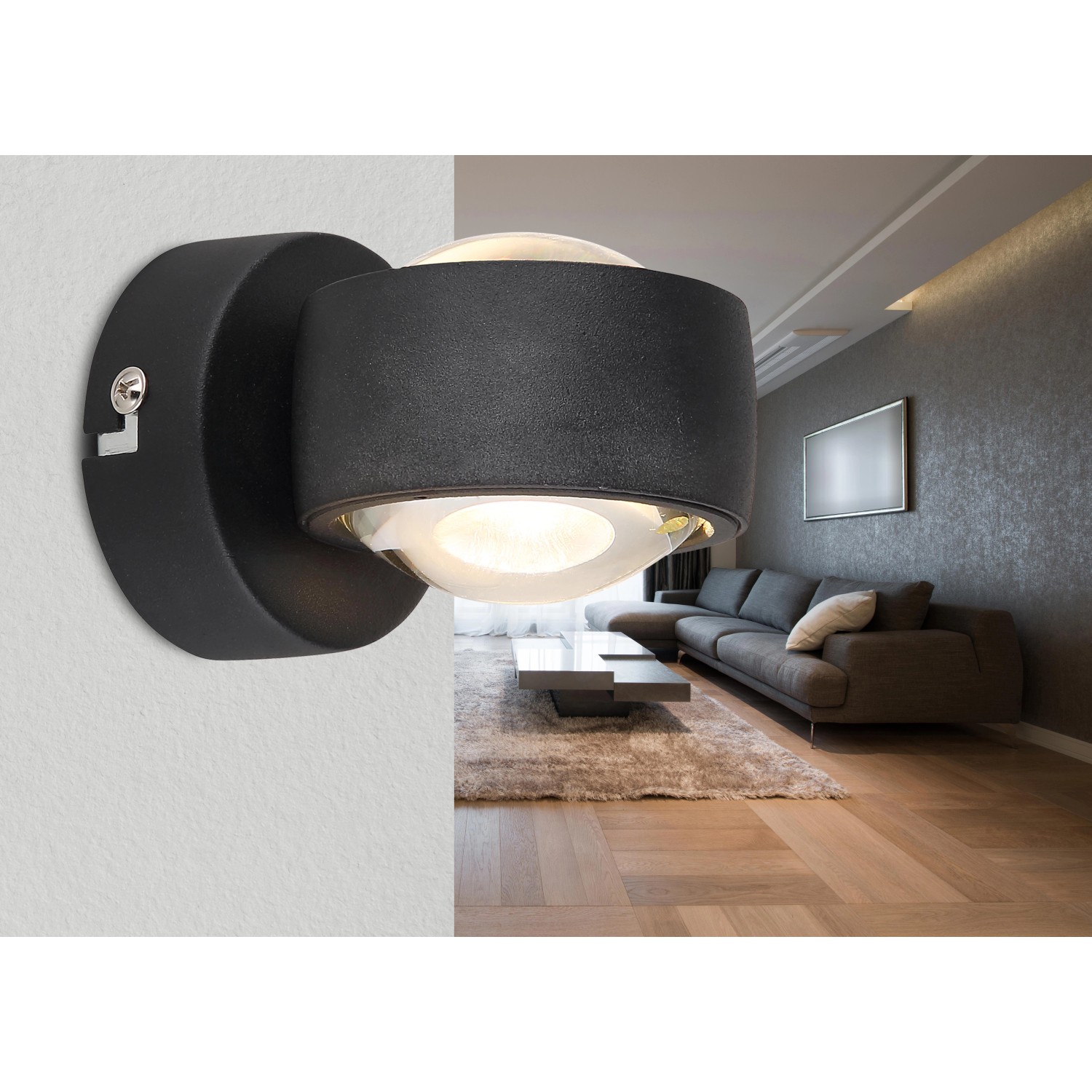 Globo LED-Wandleuchte Randi 2-flammig Schwarz matt 75 x 70 mm von Globo