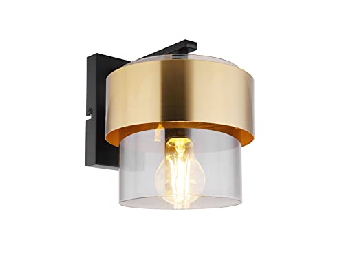 Globo LED Wandleuchte mit Rauchglas Lampenschirm Ø18cm und Messingring von GLOBO