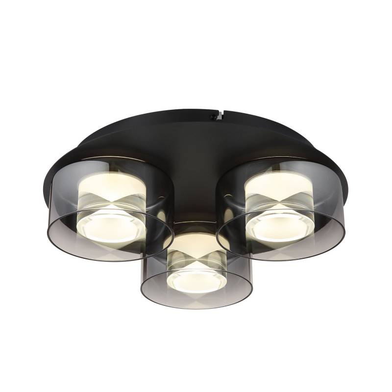 Globo Led Deckenlampe Leuchte Lampe Rauchgrau Glas ø38cm 3flg Hauptbeleuchtung B-Ware von Globo
