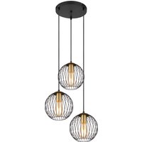 Lighting - EUSEBIUS - Hängeleuchte Metall schwarz, 3x E27 von Globo