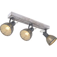 Globo Lighting - MORI - Strahler Holz antik weiß getüncht, 3x E27 von Globo