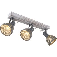Lighting - MORI - Strahler Holz antik weiß getüncht, 3x E27 von Globo