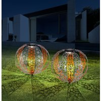 Lighting - SOLARLEUCHTE METALL SILBERFARBEN, 1XLED - Solarleuchte Metall silber, LED von Globo