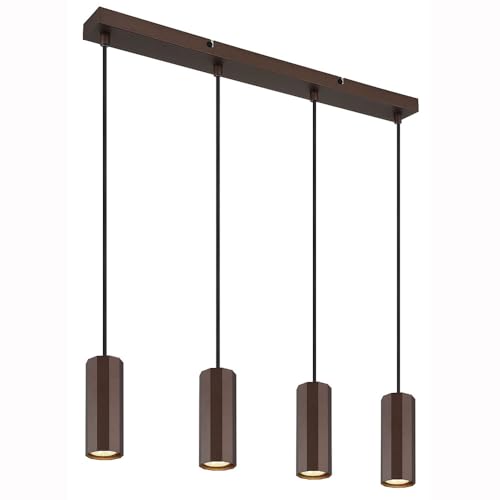 GLOBO Pendelleuchte Hängelampe Esstischleuchte 4-flammig bronzefarben, Aluminium Metall, 4x GU10 Fassungen, LxBxH 61x6x120 cm von GLOBO