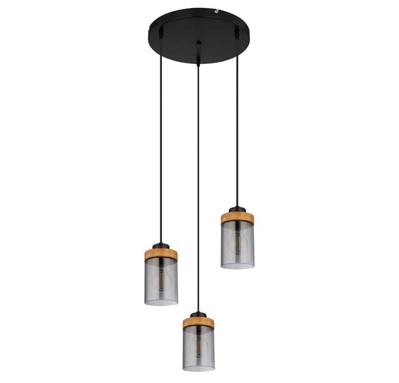 GLOBO LIGHTING Hängeleuchte, Leuchtmittel nicht inklusive, Hängeleuchte Pendellampe Deckenleuchte Metall Holz Glas rauchfarben von GLOBO LIGHTING