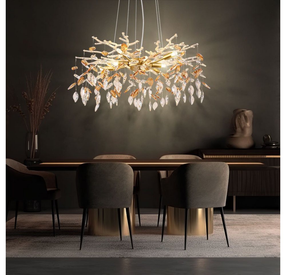 GLOBO LIGHTING Pendelleuchte, Leuchtmittel nicht inklusive, Kronleuchter Pendelleuchte Deckenlampe Esszimmerleuchte Gold von GLOBO LIGHTING