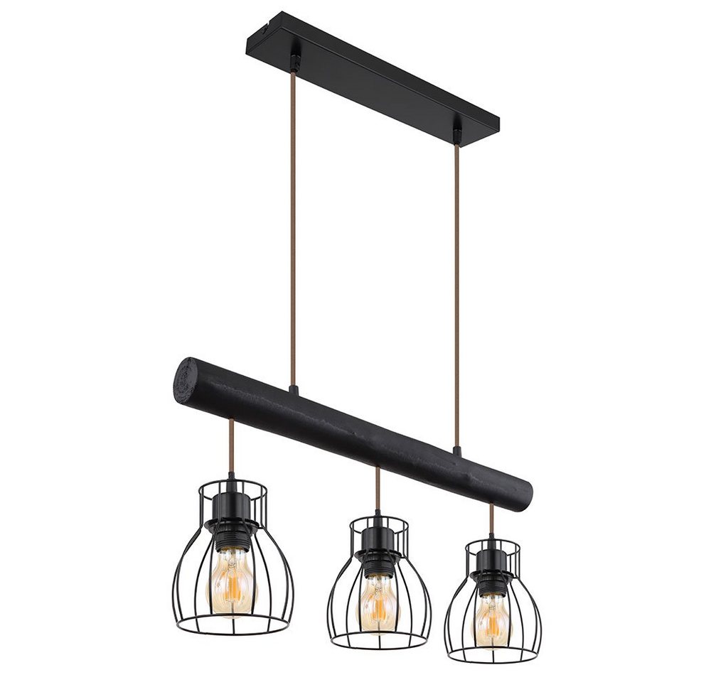GLOBO LIGHTING LED Pendelleuchte, Leuchtmittel inklusive, Warmweiß, Pendelleuchte Hängeleuchte Holz Metallgitter schwarz LED H 140 cm von GLOBO LIGHTING