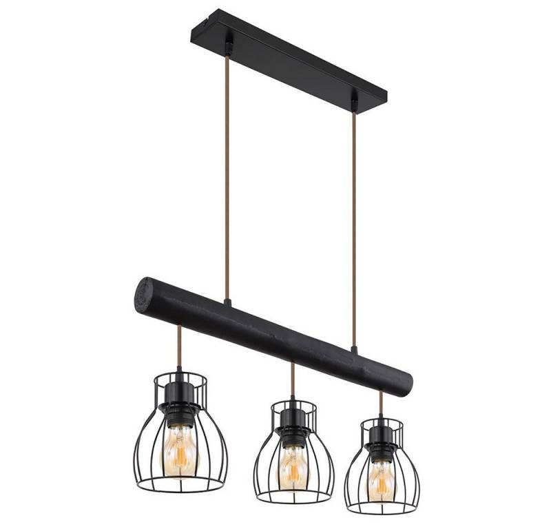 GLOBO LIGHTING LED Pendelleuchte, Leuchtmittel inklusive, Warmweiß, Pendelleuchte Hängeleuchte Holz Metallgitter schwarz LED H 140 cm von GLOBO LIGHTING