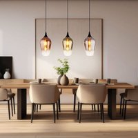 Pendelleuchte 3 flammig Hängelampe schwarz Esstischlampe Wohnzimmerlampe, Glas Gold, Chrom, Kupfer, 3x E27, LxBxH 83 x 18 x 120 cm von Globo