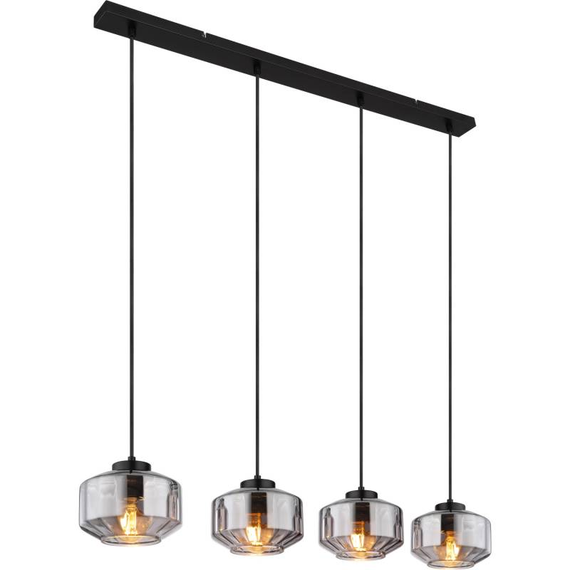Globo Pendelleuchte 4-flammig Schwarz matt-Rauchfarben 960 x 180 x 1200 mm von Globo