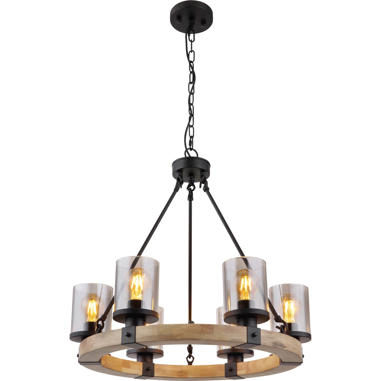 Globo Pendelleuchte 6-flammig Schwarz matt-Rauchfarben 590 x 980 mm Globo Pendelleuchte 6-flammig Schwarz matt-Rauchfarben 590 x 980 mm von Globo