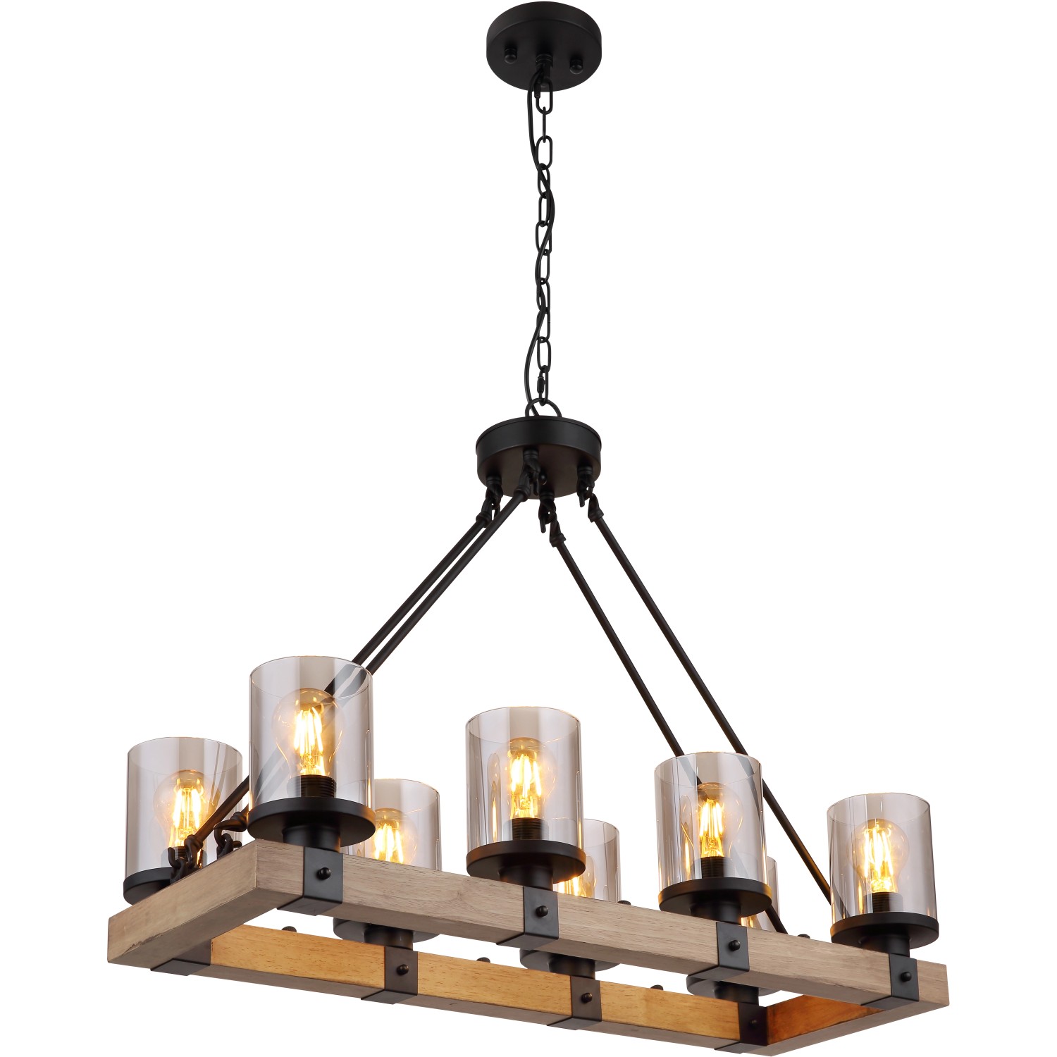 Globo Pendelleuchte 8-flammig Schwarz matt-Rauchfarben 750 x 315 x 1000 mm Globo Pendelleuchte 8-flammig Schwarz matt-Rauchfarben 750 x 315 x 1000 mm von Globo