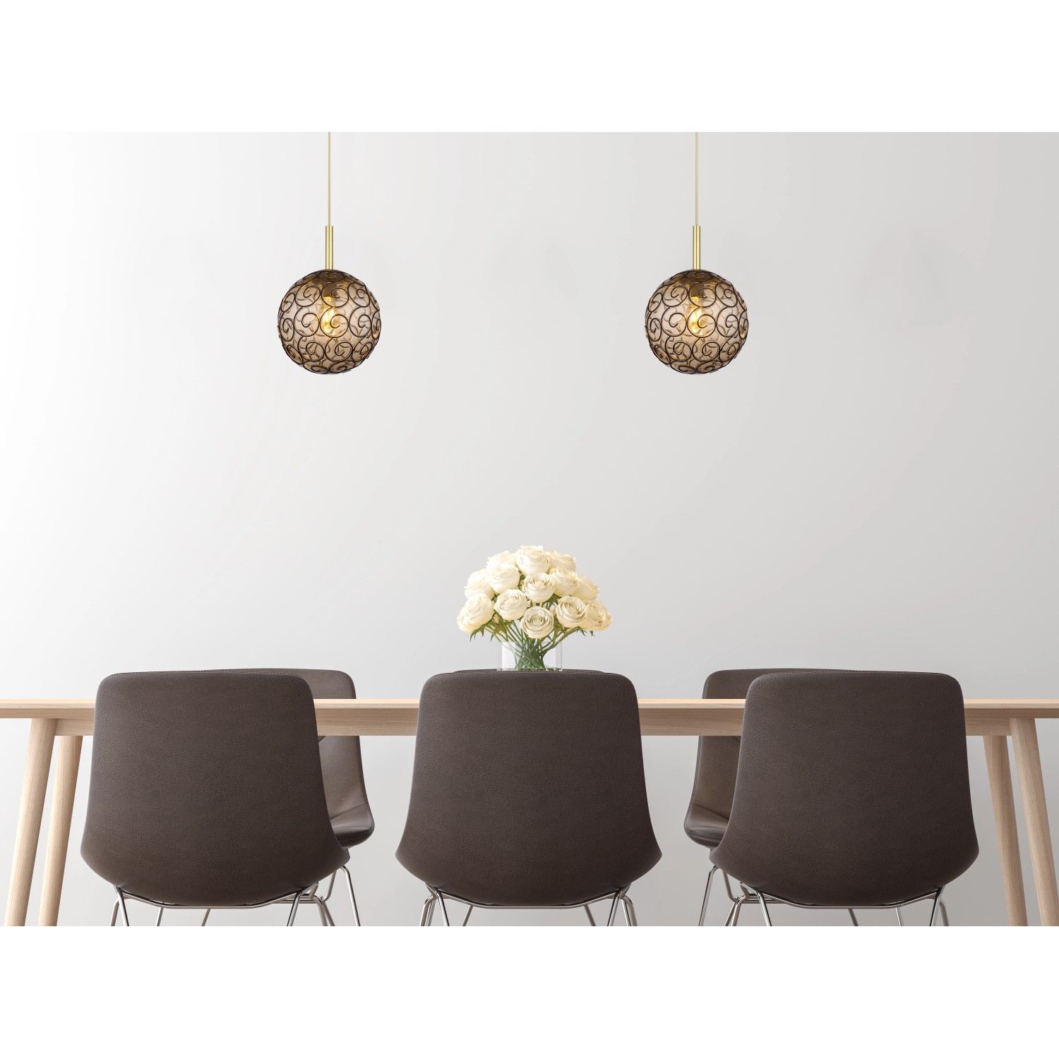 Globo Pendelleuchte Fitz 1-flammig Schwarz matt-Gold Rauchfarben 250 x 1200 mm Globo Pendelleuchte Fitz 1-flammig Schwarz matt-Gold Rauchfarben 250 x 1200 mm von Globo