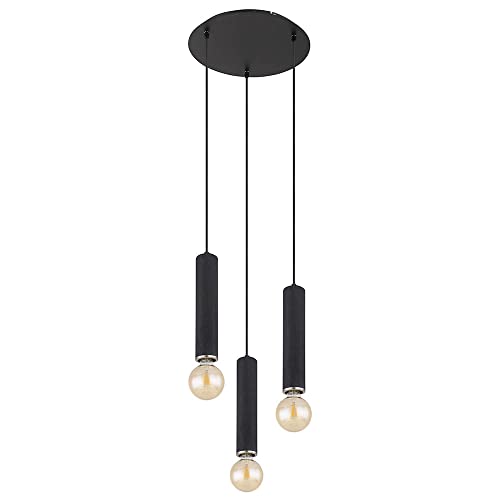 Globo Pendelleuchte Hängelampe 3 flammig Holz Esstischleuchte Wohnzimmer Cluster Pendellampe, schwarz, 3x E27, DxH 35 x 160 cm von Globo