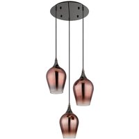 Pendelleuchte Hängelampe Deckenleuchte Esszimmer Metall Glas Rot 3-Flammig von Globo