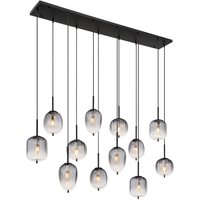 GLOBO Pendelleuchte mattschwarz Metall Glas B/H/T: ca. 34x130x160 cm 12.0 Brennstellen von Globo