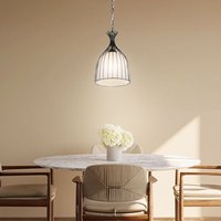 Pendelleuchte schwarz Flur Hängelampe Glas Esszimmer Deckenlicht schwarz, Käfig Design opal weiß, 1x E27, DxH 23 x 150 cm von Globo