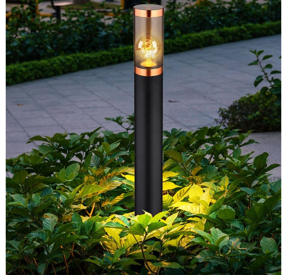 Globo Pollerleuchte, Leuchtmittel nicht inklusive, Stehlampe Gartenlampe Außenlampe schwarz rauch Terrassenlampe H 110 cm von Globo