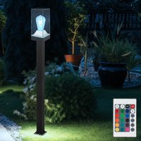 Pollerleuchte E27 Wegeleuchten Außen schwarz Aussenleuchten Garten Standleuchte, Alu, Fernbedienung dimmbar, 1x rgb led 8,5W 806Lm, LxBxH 10x10x100 cm von Globo