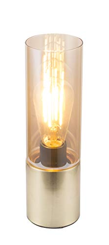 Globo Schreib Tisch Lampe Glas Leuchte Zylinder Textilkabel Messing Matt Touch Ein Aus, Braun, medium von Globo