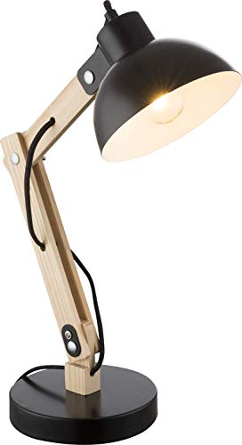 Globo Schreib Tisch Lampe Holz Hell Metall Schwarz Leuchte Spot Beweglich Beleuchtung, 21504 von Globo