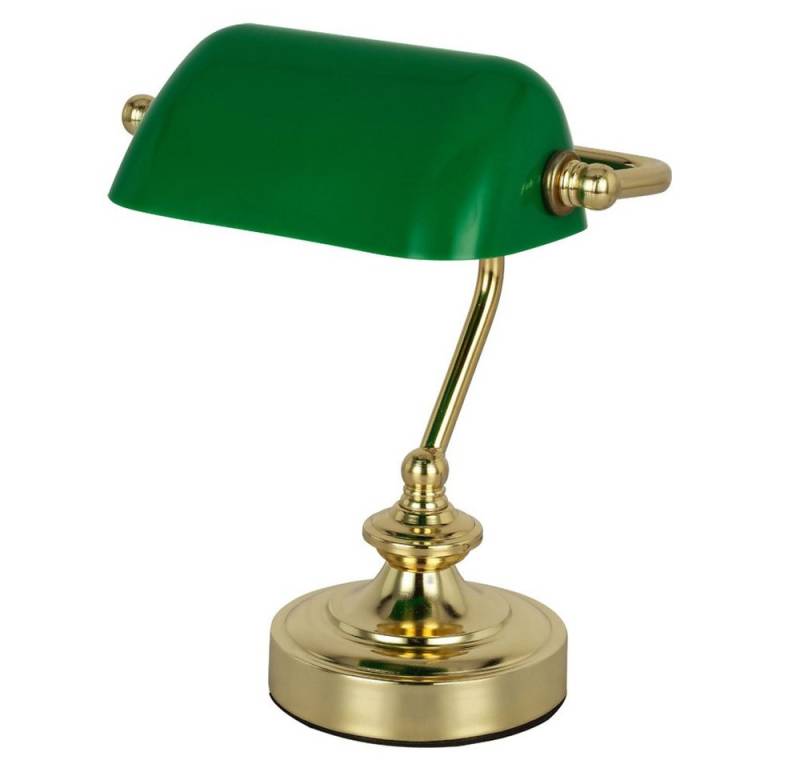 GLOBO LIGHTING Schreibtischlampe, Leuchtmittel nicht inklusive, Tischleuchte beweglich Bankerleuchte Messing grün E14 von GLOBO LIGHTING