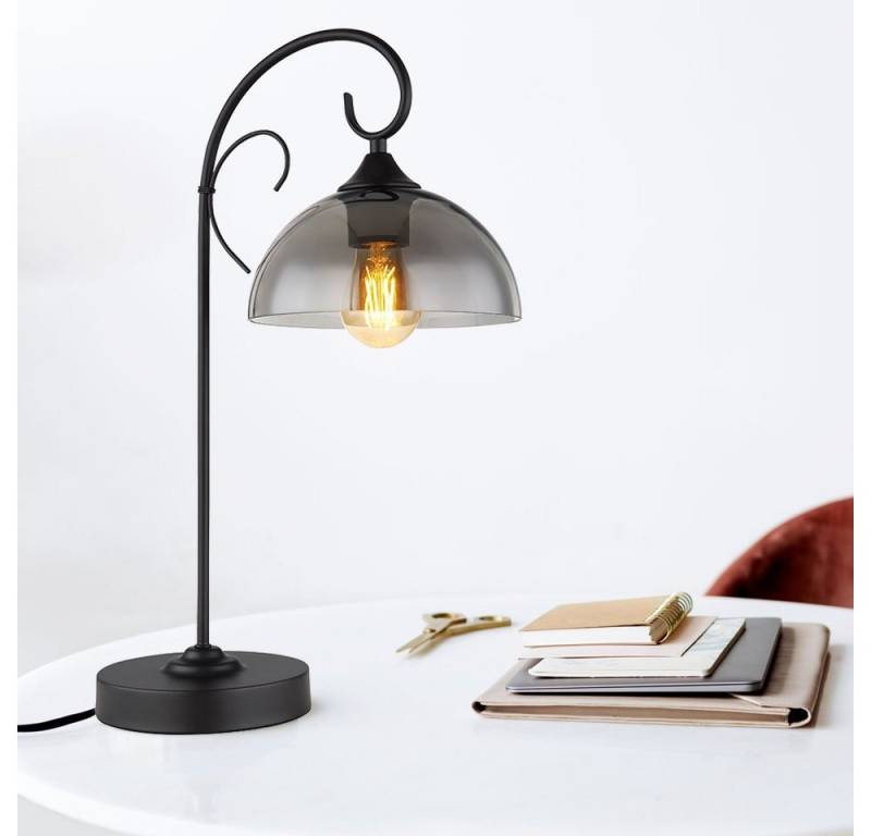 GLOBO LIGHTING Schreibtischlampe, Leuchtmittel nicht inklusive, Tischlampe rauch Nachttisch Lampe Tischleuchte Glas H 52 cm GLOBO LIGHTING Schreibtischlampe, Leuchtmittel nicht inklusive, Tischlampe rauch Nachttisch Lampe Tischleuchte Glas H 52 cm von GLOBO LIGHTING