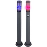 Smart Stehleuchte dimmbar led Außen Stehlampe mit Bewegungsmelder, App-/Sprachsteuerung, rgb Farbwechsel, Edelstahl anthrazit, 2x 8,5W 806lm von Globo