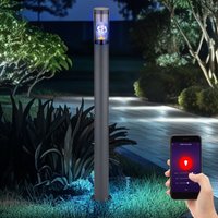 Smart led Wegeleuchte Pollerleuchte außen Gartenlampen anthrazit Außenstehlampe dimmbar, rgb Farbwechsel, App- und Sprachsteuerung, Edelstahl von Globo