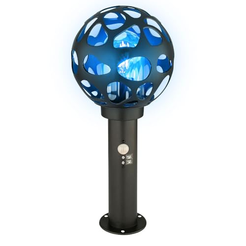 GLOBO Sockelleuchte mit Bewegungsmelder Kugel Wegelampe mit Bewegungsmelder Außen Standleuchte außen, Edelstahl anthrazit, App Steuerung dimmbar CCT, Smart RGB LED 8,5W 806Lm, H 45 cm von GLOBO