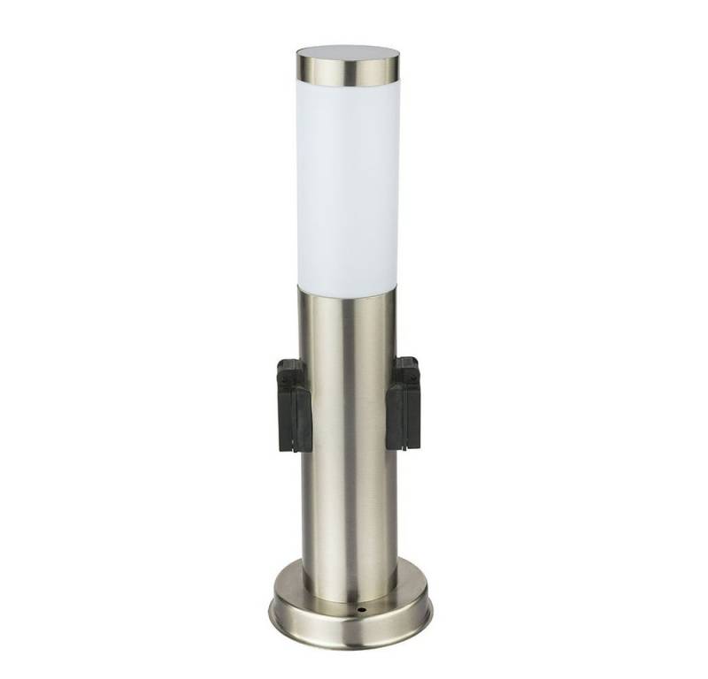 GLOBO LIGHTING Sockelleuchten, Leuchtmittel nicht inklusive, Gartenlampe Außenstehleuchte Wegelampe 2x Steckdose Edelstahl 2er Set von GLOBO LIGHTING