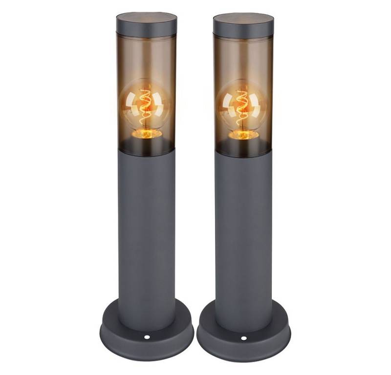 GLOBO LIGHTING Außen-Stehlampe, Leuchtmittel nicht inklusive, Sockelleuchte Wegeleuchte Außenlampe E27 rauch Edelstahl anthrazit 2x von GLOBO LIGHTING