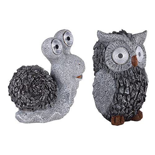 GLOBO Solar Gartenskulptur für Außen Gartendeko Schnecke Eule Figur Skulptur grau Akku, 1x Schnecke und 1x Eule, Kunststoff, 2X LED 3000K, 2er Set GLOBO Solar Gartenskulptur für Außen Gartendeko Schnecke Eule Figur Skulptur grau Akku, 1x Schnecke und 1x Eule, Kunststoff, 2X LED 3000K, 2er Set von GLOBO
