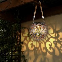 Solarlampe Hängeleuchte Gartendeko led Garten rund Außenleuchte Tisch Pendellampe im Kugeldesign, Metall kupfer silber, 1x led, DxH 12x26 cm von Globo