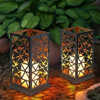 Solarlaterne Feuereffekt led Kerze Solarleuchte Solarlampe Außenleuchte, Metall rost grün, LxBxH 14x14x37 cm, 2er Set Solarlaterne Feuereffekt led Kerze Solarleuchte Solarlampe Außenleuchte, Metall rost grün, LxBxH 14x14x37 cm, 2er Set von Globo
