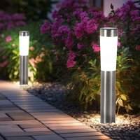 Solarleuchte Edelstahl Außenlampe Erdspieß Solar Stecklampe Gartenleuchte, led 0,06W, DxH 7,5x56 cm, 2er Set Solarleuchte Edelstahl Außenlampe Erdspieß Solar Stecklampe Gartenleuchte, led 0,06W, DxH 7,5x56 cm, 2er Set von Globo