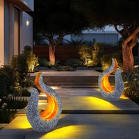 Solarleuchte Gartendeko Solar Skulptur Steinoptik Solarlampe Design gold, grau, led warmweiß, LxBxH 23,5x11x34,5 cm, 2er Set von Globo
