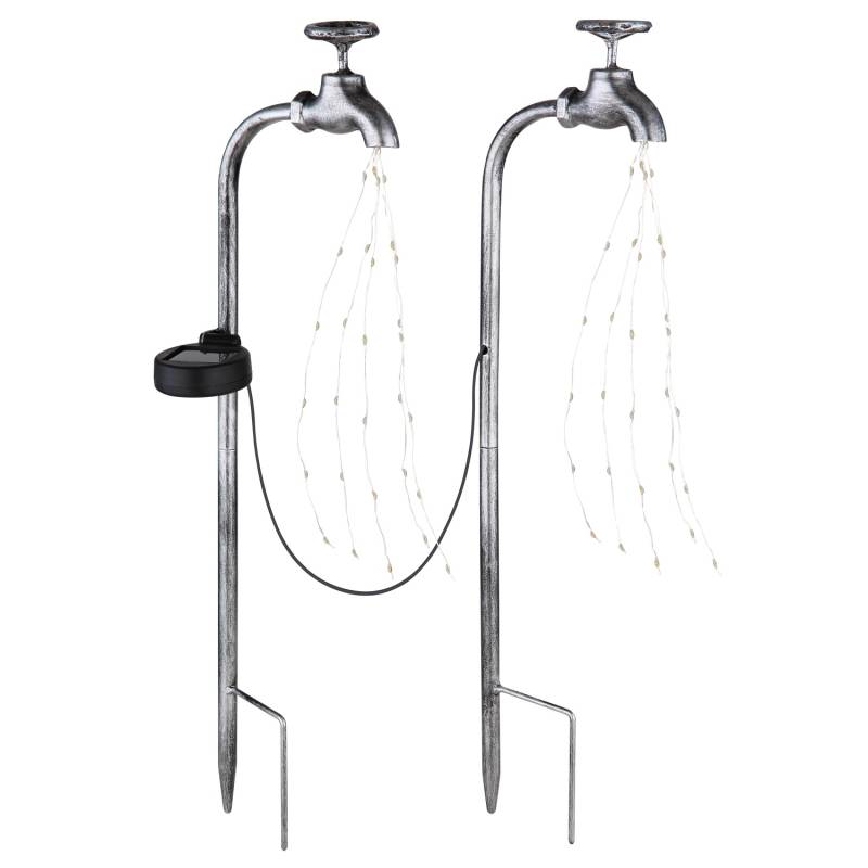 Globo Solarleuchte Metall 2er Set Silber von Globo