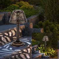 Solarleuchte Tischlampe Außenleuchte led Terrassenlampe Erdspieß Gartendeko, kupfer, DxH 13,8x27 cm von Globo