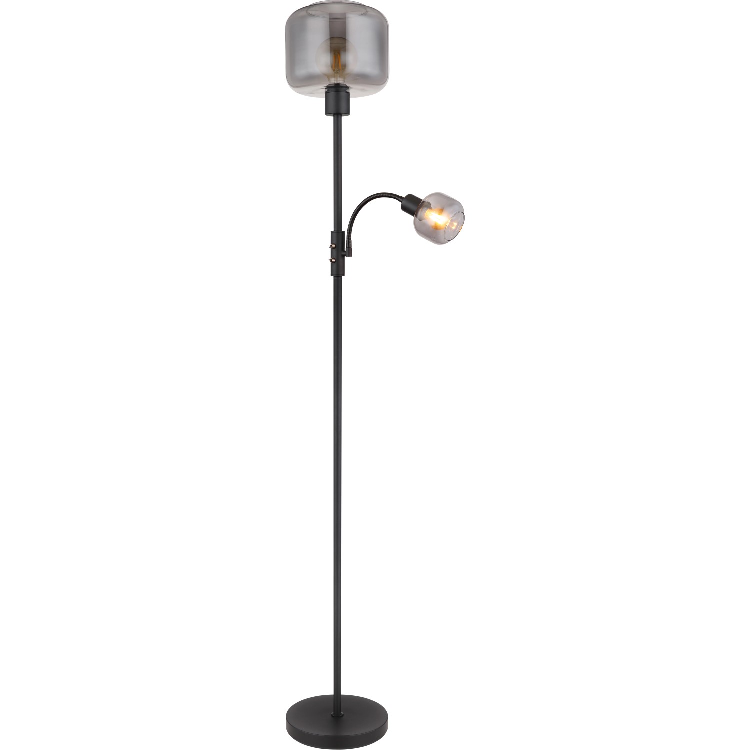 Globo Stehlampe 2-flammig Schwarz matt-Rauchfarben 250 x 1650 mm von Globo