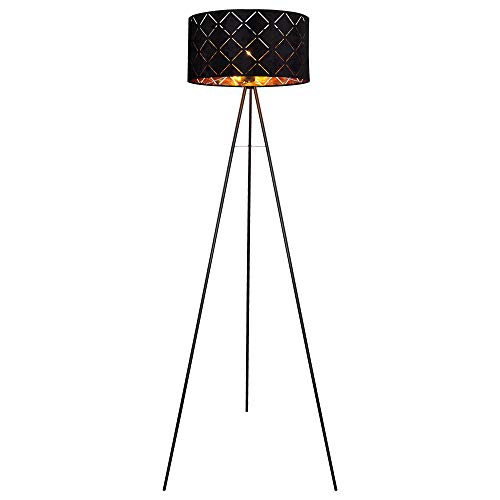 GLOBO Stehlampe Stehleuchte Beistelllampe Wohnzimmerlampe Schlafzimmerleuchte Stativleuchte, 3 Beine textilschirm schwarz gold, 1x E27 Fassung, DxH 69x149cm GLOBO Stehlampe Stehleuchte Beistelllampe Wohnzimmerlampe Schlafzimmerleuchte Stativleuchte, 3 Beine textilschirm schwarz gold, 1x E27 Fassung, DxH 69x149cm von GLOBO